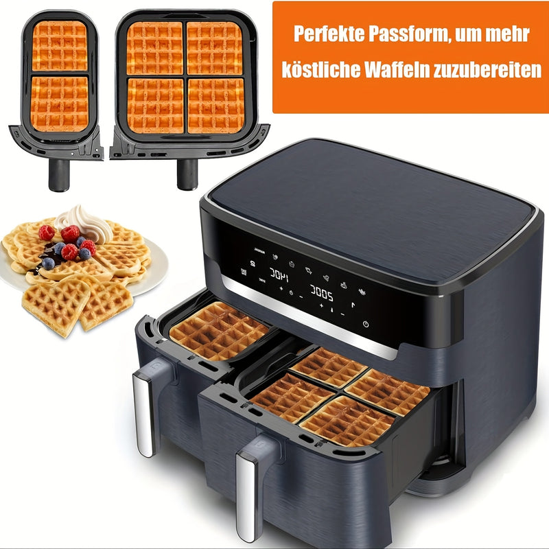 2 piezas de accesorios para freidora de aire con inserto de waffle, compatibles con Philips Airfryer Dual Basket 3000 Series 6L/3L, bandeja de waffle de silicona para Philips NA350, prensa de waffle belga, accesorio para freidora de aire.