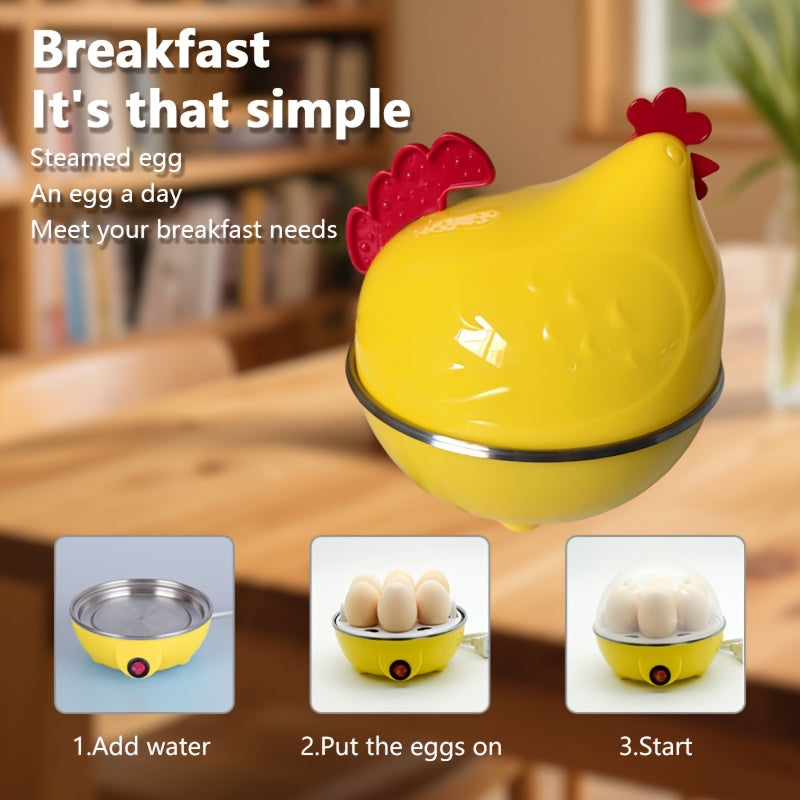 Un pequeño cocedor de huevos multifuncional para el hogar, máquina de desayuno y vaporera | Puede cocer hasta 7 huevos a la vez en forma de gallina | Apagado automático, cocina huevos, maíz y panecillos | Un regalo de Navidad