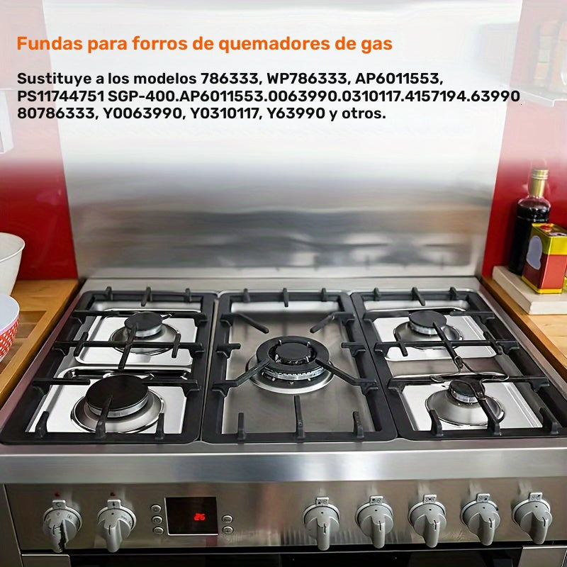 Base de estufa de gas de acero inoxidable para el hogar, cubierta cuadrada del quemador, bandeja de goteo, cubiertas de revestimiento de quemador de estufa de gas (19,48 cm X 19,48 cm) - Compatible con WP786333, 786333, AP6011553, PS11744751