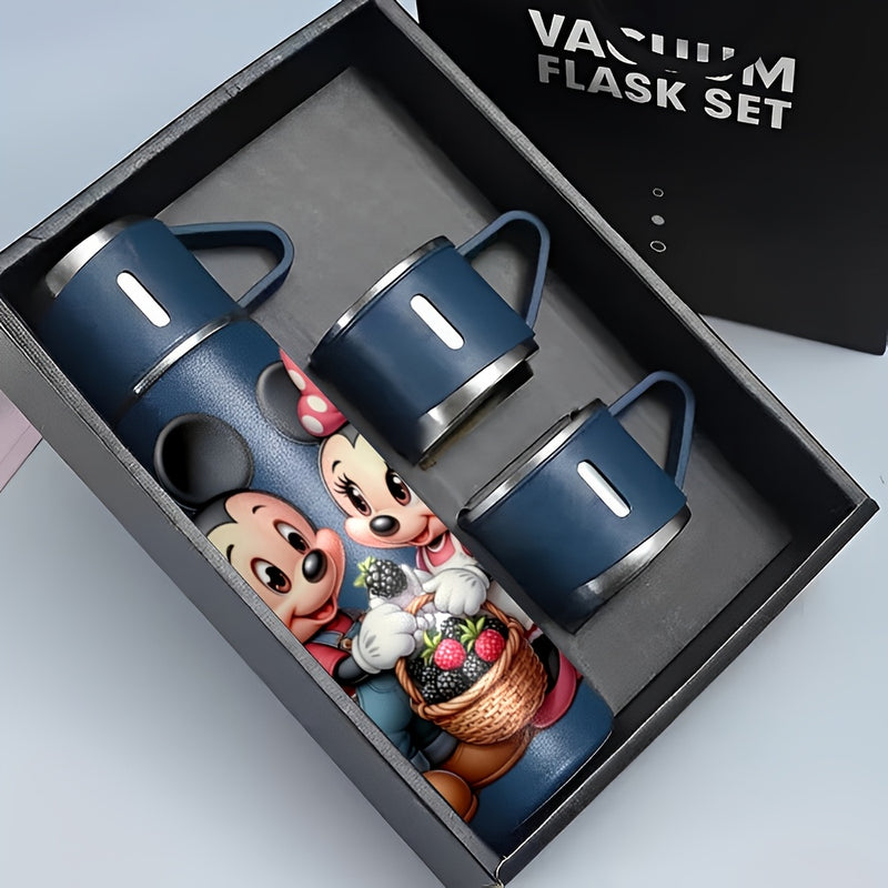 Juego de Termo de Acero Inoxidable de 17oz con Diseño de Minnie Mouse de Disney, Taza Térmica Antigoteo con 3 Vasos para Bebidas Calientes y Frías, Viajes de Negocios y Material Escolar LHB03211