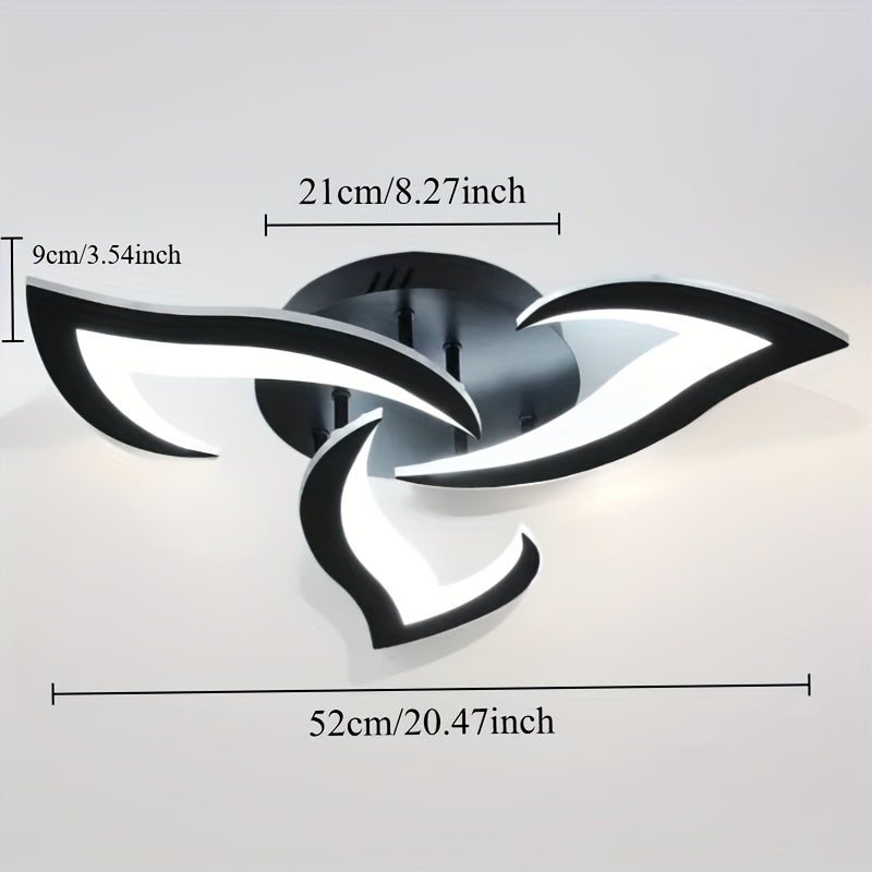 Lámpara de techo LED moderna, 1 unidad, diseño floral en blanco y negro, 3000-6000K, semiempotrada para sala, comedor, pasillo o cocina, conexión directa, 110-240V, sin baterías, fácil instalación, iluminación contemporánea | Superficie metálica, plafón