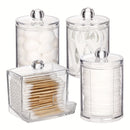 4 contenedores para hisopos, caja organizadora con tapa, dispensador de bolas de algodón de 10/7 oz, frasco de baño para almacenamiento