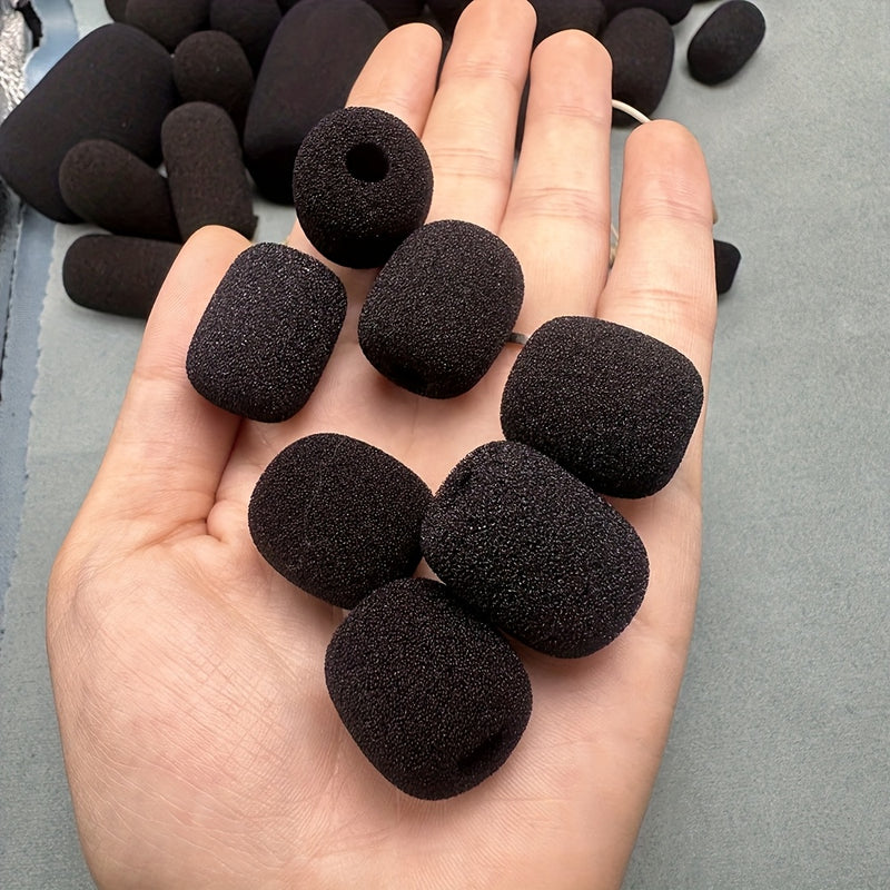 3/6 piezas de protector de micrófono de lluvia chic con tapones auriculares, manguito de viento de espuma y boquilla de esponja - Negro, reducción de ruido y agarre cómodo para accesorios de micrófono de teléfono, accesorios de micrófono, agarre cómodo,