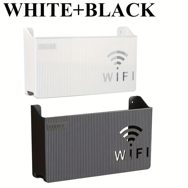 2 piezas de caja de almacenamiento para router WiFi con diseño de doble banda, soporte de 4K y puertos de red Ethernet de doble gigabit - Organizador de pared para sala de estar, dormitorio, oficina en casa - Material PP duradero, router para Internet en