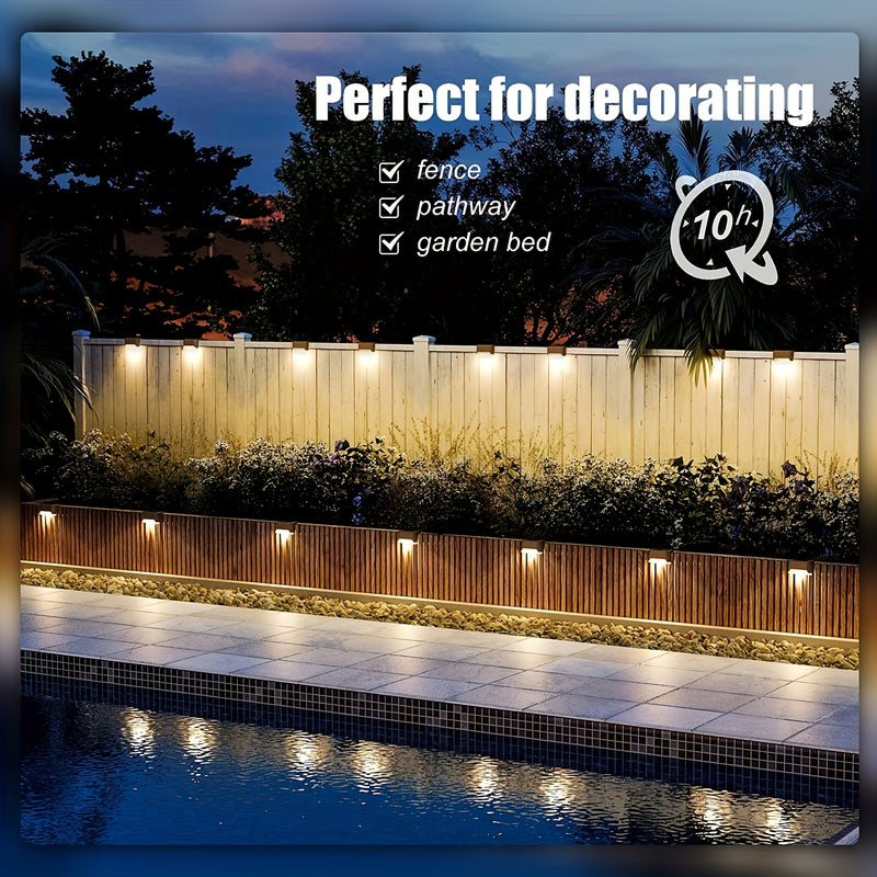 Paquete de 4 Luces Solares para Terraza, Luces Solares para Valla, Luces Exteriores IP44 para Patio, Luces Solares con Energía Solar, Luz Solar para Escalones al Aire Libre, Iluminación Solar para Vallas y Escaleras en Cercas, Pasos, Patios, Terrazas, Ja