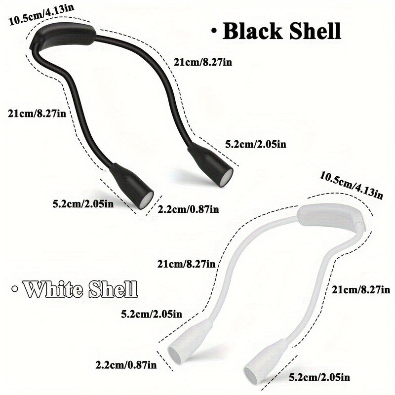 1pc Luz de Lectura para el Cuello con LED Flexible y 3 Modos de Color, Recargable por USB, Brillo Ajustable, Batería Duradera para la Cama, Tejer, Acampar y Actividades al Aire Libre, Negro/Blanco, Luz de Camping | Luz Llamativa | Acabado Metálico