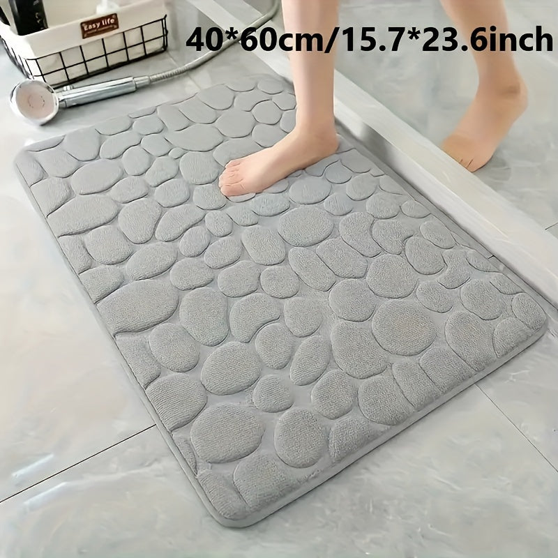 1 pieza de alfombrilla de baño lavable con respaldo de PVC - Pile bajo, alfombrilla de baño rectangular de poliéster, altamente absorbente y de secado rápido, superficie texturizada para un mayor confort, ideal para uso en casa y hoteles, alfombrilla de