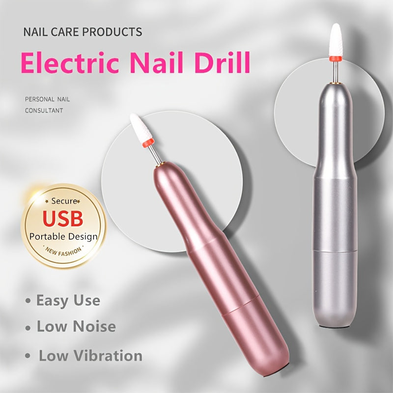 1pc Duofu Profesional Conjunto de Taladro Eléctrico para Uñas, con alimentación USB, Archivo de Uñas y Cortadora, Bajo Ruido y Vibración, Herramienta de Manicura Portátil para Hogar y Uso en Salón, Ideal Regalo para Mujeres y Consultores de Uñas