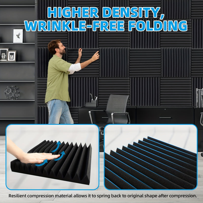 Paneles de Aislamiento Acústico Flame-Retardant Foamagic, Paquete de 60, 30x30 cm, Grado Profesional para Estudios, Salas de Grabación y Salas de Instrumentos, , Paneles de Pared Antiruido, Mejora de Salas de Grabación, Aislamiento para Músicos, Material