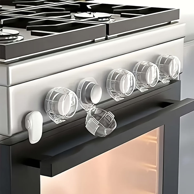 Cubiertas de perillas de estufa de gas de 2 piezas para uso en el hogar y restaurante, tamaño universal material PP retardante de llama con diseño de bloqueo mejorado, protectores de perillas para selector de estufa de gas, cajas protectoras resistentes