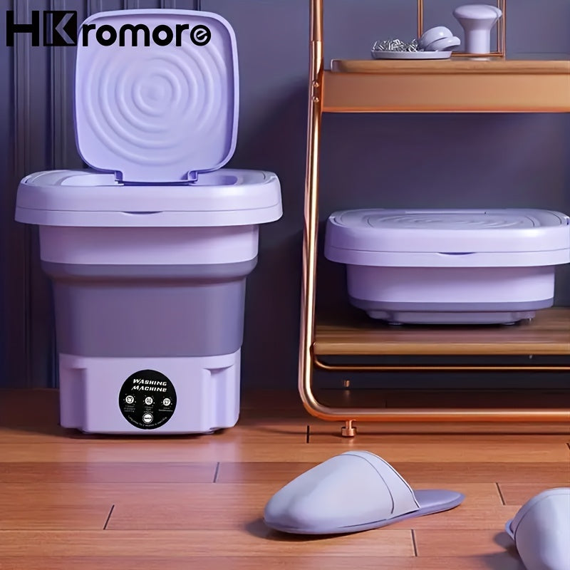HKromore 8L Lavadora Portátil Plegable con Cubeta Colapsable, 3 Modos de Esterilización Efectiva, Adecuada para Apartamentos, Lavandería, Camping, RV, Viajes, Lavado de Ropa Interior, Sujetadores y Calcetines