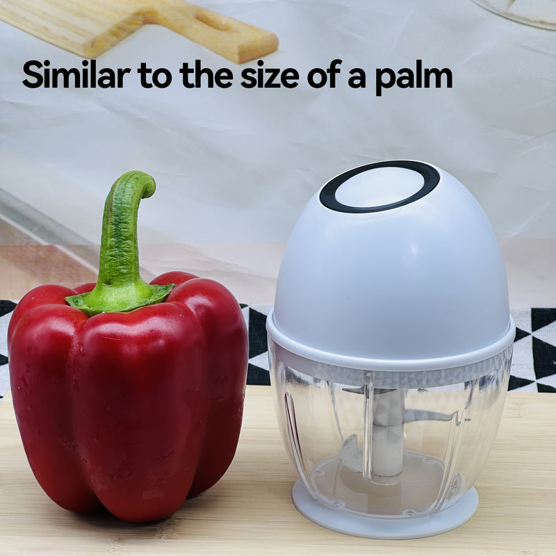 Procesador de Alimentos Mini USB Compacto de 400ml - Picadora Eléctrica de Ajo y Verduras, Cebolla, Jengibre, Chile, Frutas, Trituradora de Carne con Batería de Litio Recargable - Licuadora de Cocina Portátil para Preparación Rápida de Alimentos