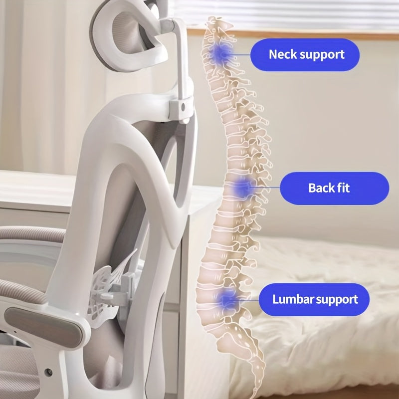 Silla de juego ergonómica - Malla negra, soporte lumbar ajustable, base giratoria de 360 grados, cómoda para largas horas, ideal para uso en casa y en la oficina, silla de oficina | Silla de oficina moderna | Asiento ergonómico