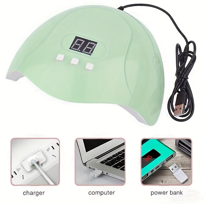 Juego de 6 Herramientas para Uñas Artísticas con Lámpara de 18 Luces LED Rosa, Función Inteligente de Inducción y Temporizador, Compatible con Diferentes Esmaltes y Pegamentos, Máquina para Manos y Pies, 54W