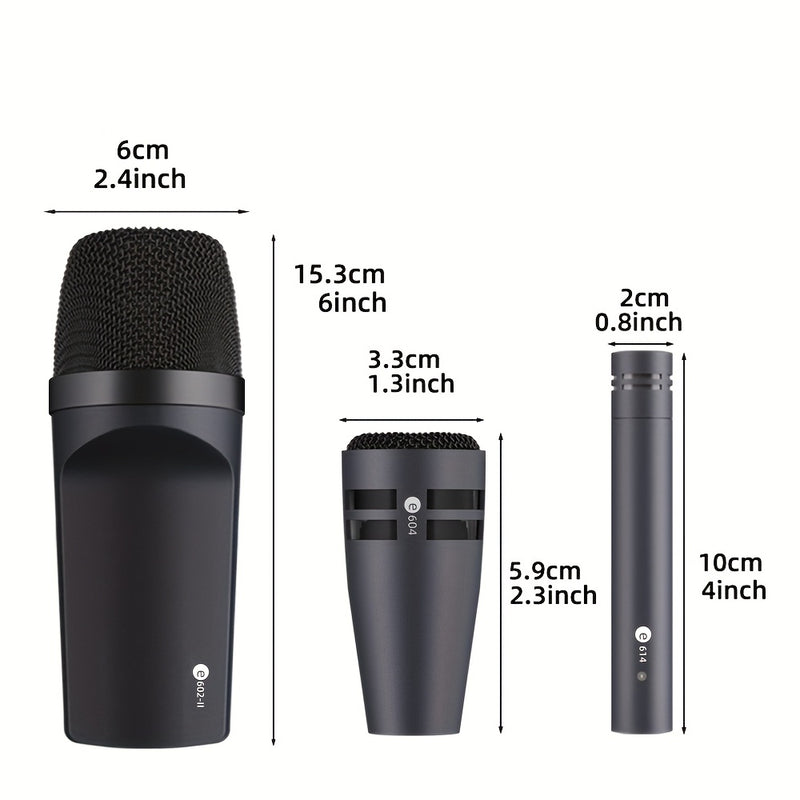 Kit de micrófono de batería G-MARK E608 de 7 piezas con cymbal dinámico, batería de bajo y snare para conjuntos de batería, DJ, instrumentos de escenario y grabación en vivo, material ABS, conexión XLR, no requiere batería.