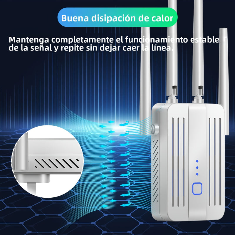 Amplificador de señal WiFi para el hogar: repetidor de Internet con alcance que cubre hasta 9995 pies cuadrados y 45+ dispositivos para la casa