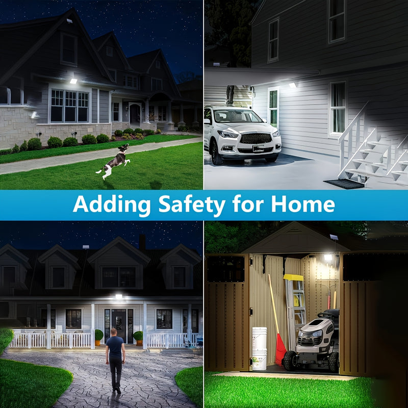 Luz solar con sensor de movimiento de 400 LED - Aplique de pared para exteriores con cable de 5.0 metros, control remoto, iluminación de anochecer a amanecer, función de seguridad para porche, jardín y regalos navideños, luz de seguridad exterior | Luz e
