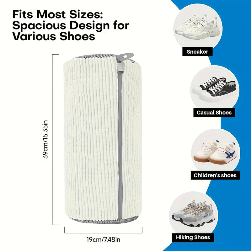 1 pieza de Aivher, bolsa de lavado de zapatos de fibra esponjosa 360°, lavable en máquina, duradera, reutilizable, con cierre de cremallera, tejido de chenilla resistente a la decoloración, para zapatos, zapatillas, calzado, lavado en máquina y secado, b