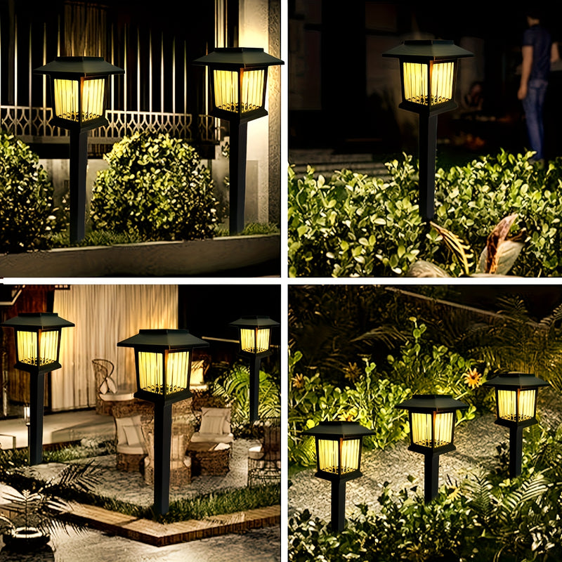 6 luces solares de jardín con clavijas - Iluminación LED exterior para caminos, luz cálida/blanca, encendido/apagado automático, fácil instalación, ideal para jardín, cabaña, parque o calle - Regalo perfecto para Navidad y Halloween, iluminación solar ex