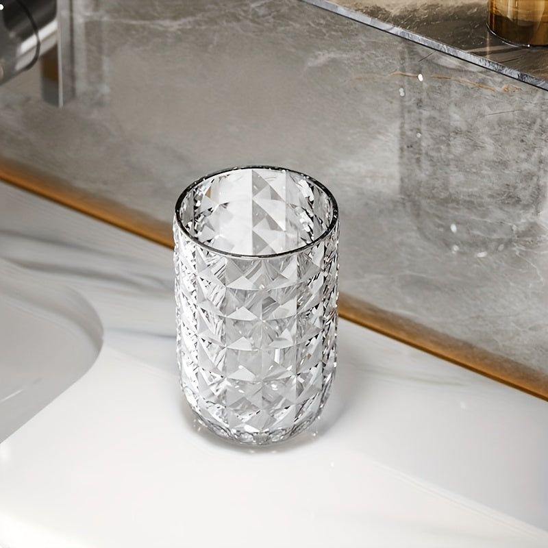 Juego de vasos de enjuague de plástico con diseño geométrico de lujo para parejas, accesorios para baño, decoración del hogar, porta cepillos de dientes para pareja