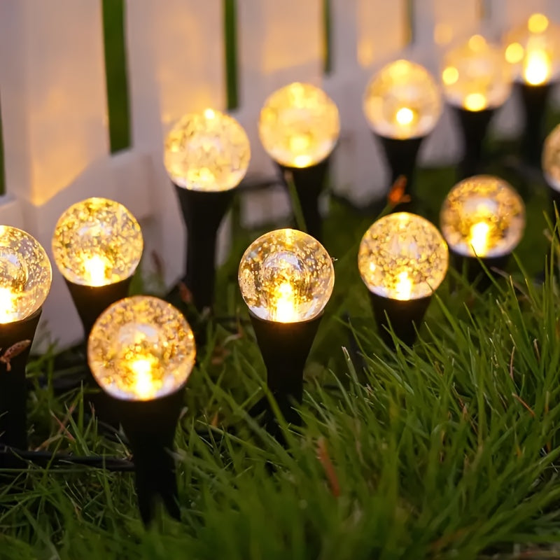 20/40pcs Luces Solares para Jardín, Luces de Césped con 8 Modos de Iluminación, Ahorro Energético y Apagado Automático Diurno – Ideales para Verano, Entradas, Bodas, Fiestas, Camping, Navidad, Acción de Gracias y Decoraciones Cristalinas