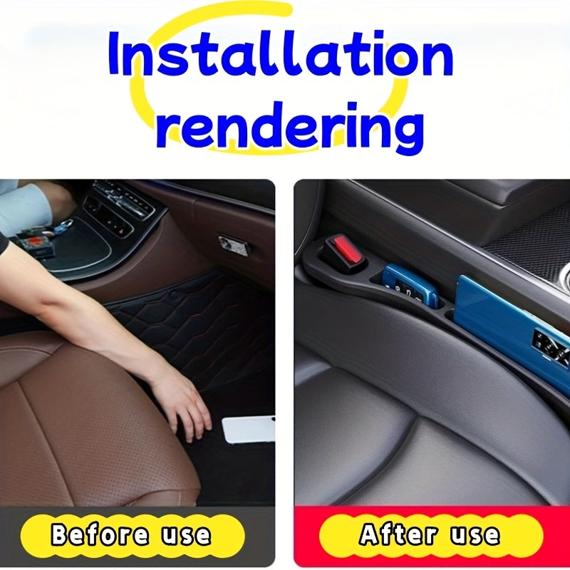 Organizador para huecos de asiento de coche (1 par), relleno para huecos, suministros antipérdida, ideal para guardar objetos pequeños, práctico y práctico, con caja de almacenamiento a prueba de fugas y ranura anticaídas, apto para teléfonos móviles y l