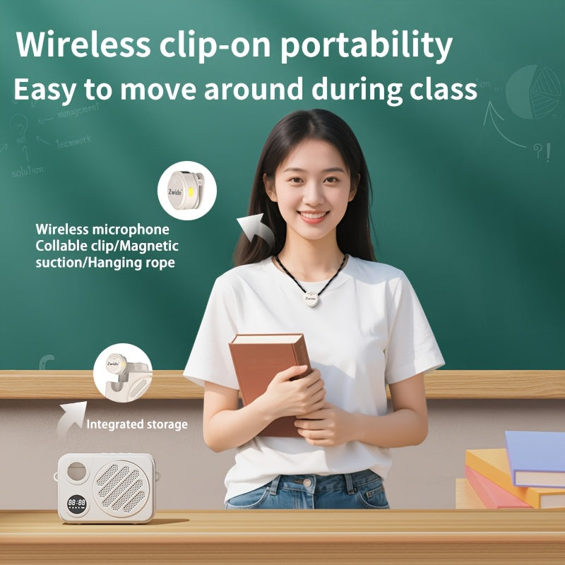 Altavoz mini inalámbrico Zwide E20 para profesores, micrófono inalámbrico recargable USB-C con 2.4G/3G/4G/5G, batería, control de volumen, uso invisible, perfecto para aula, oficina o uso al aire libre, altavoz de oficina, altavoz portátil, diseño compac