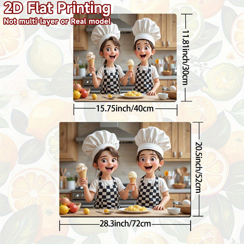 1pc Protector de Cocina Lindo para Estufa - Cubierta Antideslizante y Fácil de Limpiar, Resistente a Rayaduras y Derrames, Compatible con Placas de Gas/Eléctricas e Inducción, Diseño Divertido, Base Antideslizante, Accesorio Decorativo para Hogar, 2D Pla