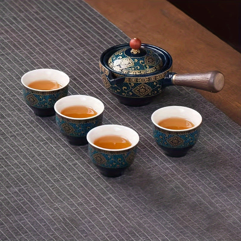 1 Set, Tetera Con Tazas De Té, Taza De Té, Taza De Café, Juego De Té De Cerámica, De Viaje, Juego De Té Kung Fu, Tetera Giratoria De 360 °, Juego De Té Automático De Cerámica De Viaje, Taza De Té Kung Fu Para El Hogar, Portátil, Ideal Para Viajar, La Ofi