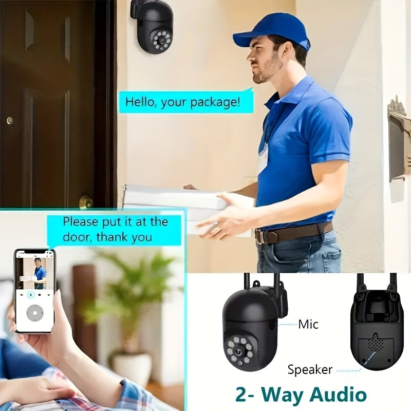 OURLIFE Cámara de Seguridad Exterior con Detección de Humanos/Mascotas, 1080P HD WiFi, Pan-Tilt, Audio Bidireccional, Alertas de Movimiento, Alimentación USB, Visión Nocturna, Inalámbrica IP, para Hogar/Negocio/Oficina, Monitoreo de Mascotas, Diseño de A