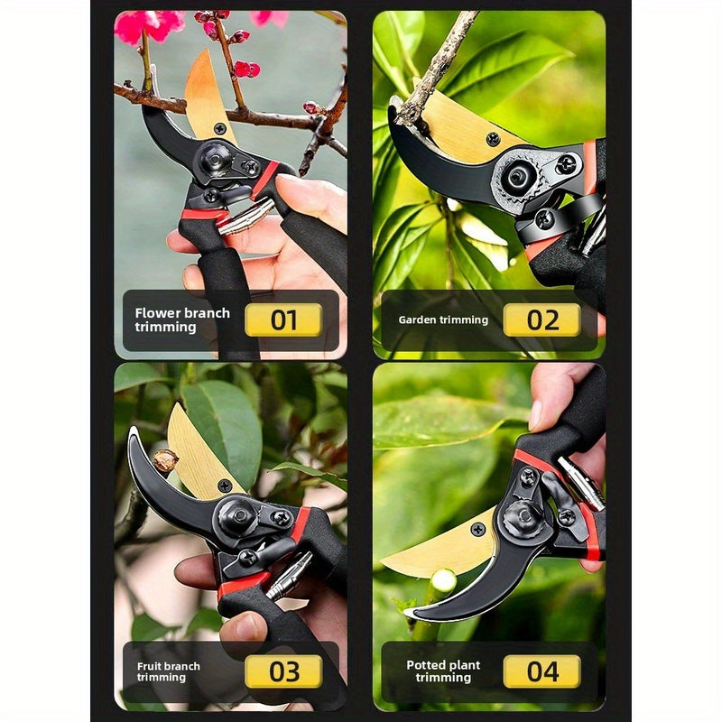 1 pieza de tijeras de poda SK5 de acero de carbono reforzado con asa cómoda - Cortadoras de árboles y ramas potentes para jardín, árboles frutales, uso doméstico y floristería, diseño moderno, no necesita batería, herramientas de poda para jardín, acabad