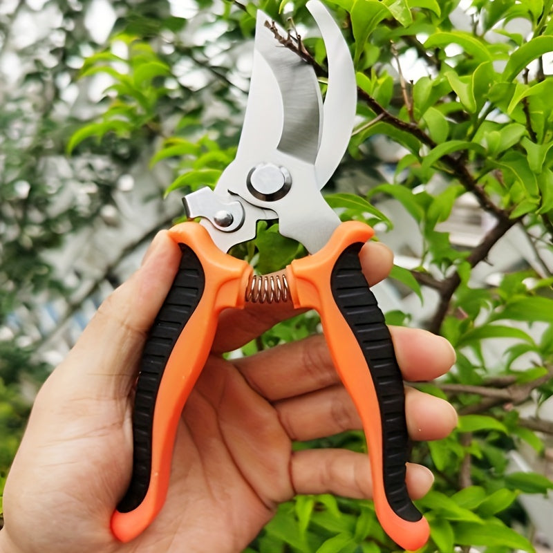 Tijeras de podar de acero inoxidable modernas - Tijeras de jardinería multifuncionales con agarre antideslizante, cortadores de ramas de cuidado del césped duraderos, operación manual