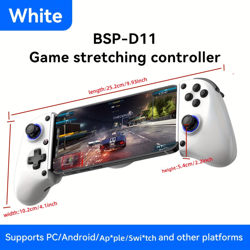 Controlador de juego móvil MAGIC BLOCK con joystick de efecto de campo, juego de palanca inalámbrica multiplataforma para inalámbrico 5.2, diseño ergonómico, prevención de tendinitis Turbo/Macro, palanca de juego telescópica de vibración dual (negro/blan