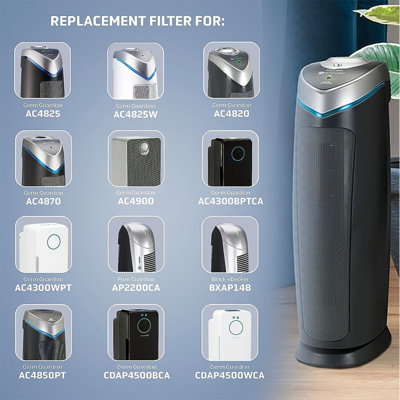 Filtro de repuesto compatible con el purificador de aire Germ Guardian HEPA b, reemplaza el filtro FLT4825 para modelos B AC4300bptca, AC4900ca, AC4825, AC4825dlx, AC4850pt, cdap4500bca, cdap4500wca, AC4820, apto para el modelo pure guardian ap2200ca y b
