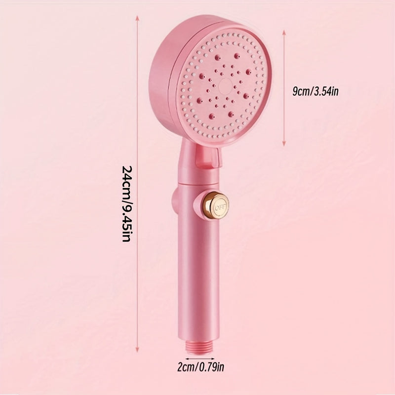 1 pieza, cabezal de ducha rosa de alta presión con 5 modos ajustables - Boquilla de mano de acero inoxidable para baño en casa, diseño montado en pared, fácil instalación, flujo de agua potente para una experiencia refrescante, accesorios para ducha