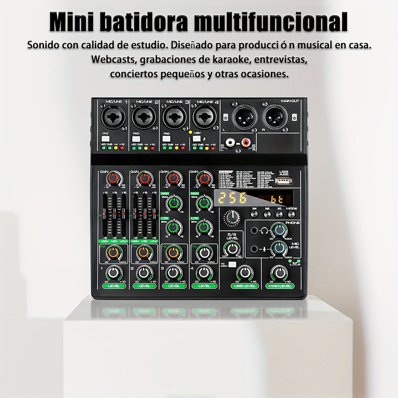Tynan Mezclador de Audio USB de 6 canales con 256 efectos de reverberación RGB, fuente de alimentación elegante, transferencia de datos de alta velocidad - Lleva tu experiencia musical al siguiente nivel con este equipo de grado profesional, mezclador pa