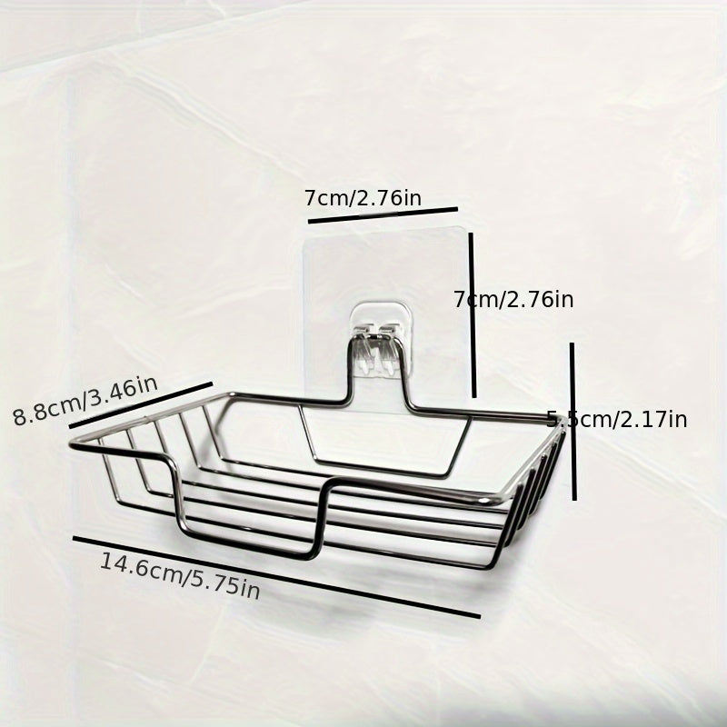 Jabonera de Acero Inoxidable de Fácil Instalación - Montaje en Pared, Diseño de Drenaje Sin Taladro para Baño y Cocina