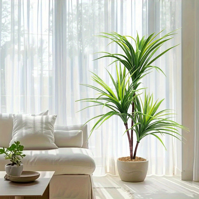 1pc 3-Cabezas Dracaena Planta Artificial - Plástico Resistente a los Rayos UV para Decoración de Interior/Exterior, Bodas, Jardín, Patio, Sesiones de Fotos - Sin Mantenimiento Regalo de Vacaciones para Acción de Gracias, Navidad, Día de la Madre, Día del