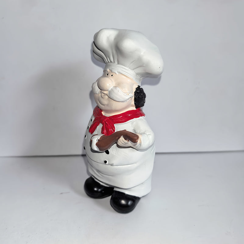 Figura de Chef con Barba Blanca y Banda Roja - Estatuilla Creativa en Resina para Decoración de Cocina, Uso Interior/Exterior, Ideal para Hogar o Restaurante