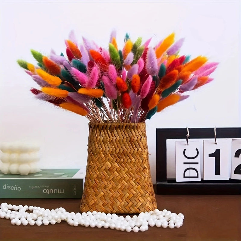 Ramo de 140 piezas de Hierba de Cola de Conejo Seca Multicolor Estilo Boho Chic - Ideal para Decoración del Hogar, Bodas, Fiestas y Festividades (Halloween, Navidad, Pascua, San Valentín, Acción de Gracias)