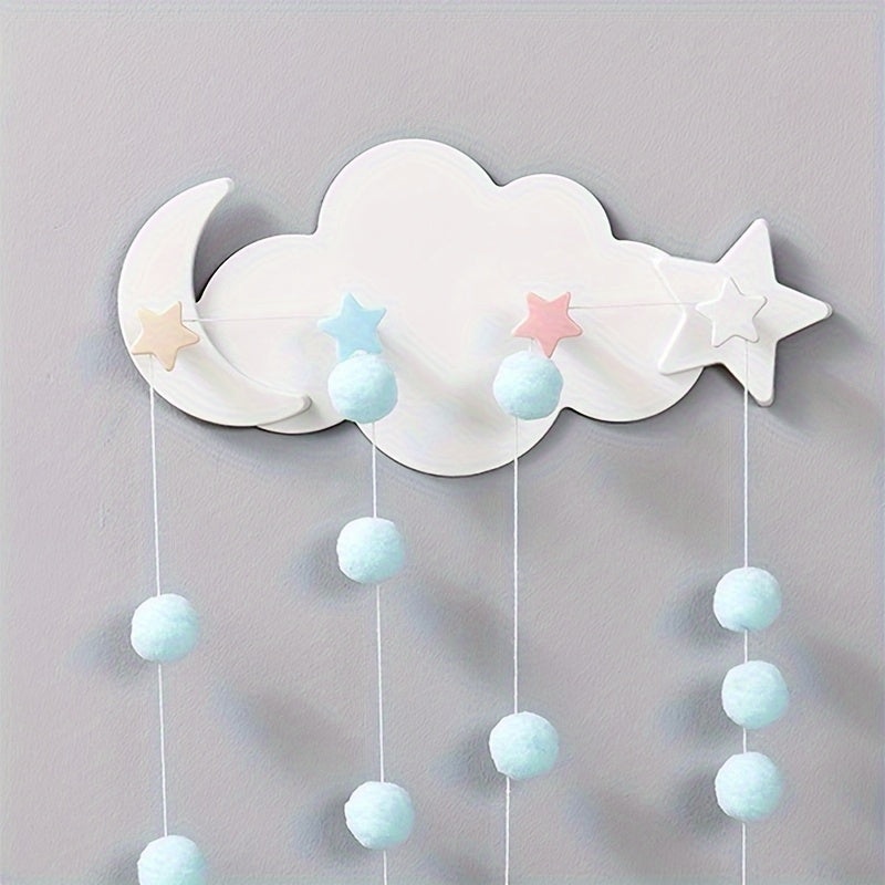 Ganchos adhesivos para pared con diseño de nube y luna, fáciles de instalar y duraderos, ideales para decoración de habitaciones infantiles y fiestas, perfectos para toallas, abrigos, llaves y colgadores