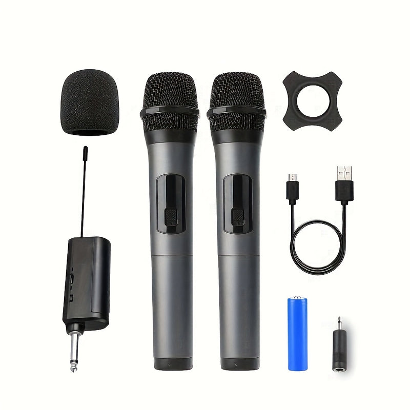 Sistema de micrófono inalámbrico LMBGM W-2, mano, carga USB, batería de litio, potencia nominal de 0,05 W, salida de 2,5 W/min, conector de 6,35 mm, con indicador de batería, para KTV en casa y actuaciones al aire libre.