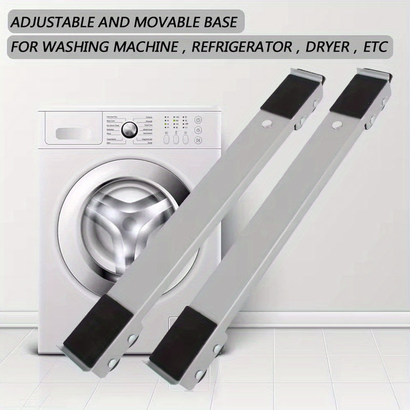 2 Piezas de Carro Ajustable para Electrodomésticos con 24 Ruedas, Cojín Antideslizante y Frenos - Sin Batería Necesaria para Refrigerador, Lavadora, Secadora, Muebles - Accesorios para Hogar, Soporte Resistente, Diseño Ergonómico con Palanca, Ruedas Equi