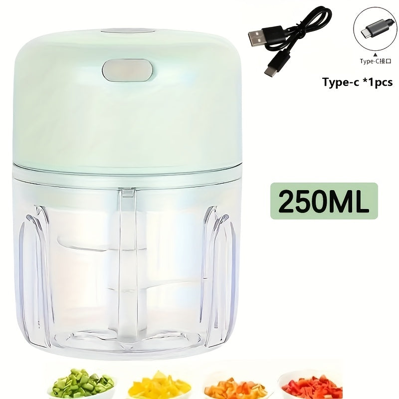 1pc Picadora Eléctrica Inalámbrica con USB, Taza de 250ml, Cuchillas de Acero Inoxidable Resistentes, Licuadora Portátil para Hogar, Viajes y Camping - Ideal para Triturar Carne, Verduras, Salsas - Diseño Compacto con Batería de Litio - Regalo Perfecto p