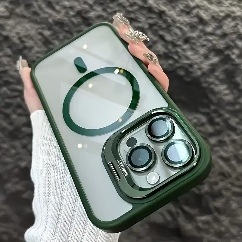 Funda metálica semitransparente antideslizante y antigolpes premium para iPhone 16, 15, 14, 13 y 12 Pro Max, además de 14 y 15 Plus, con cierre magnético, carga inalámbrica y protección contra caídas, incluye cubierta protectora para el lente de la cámar