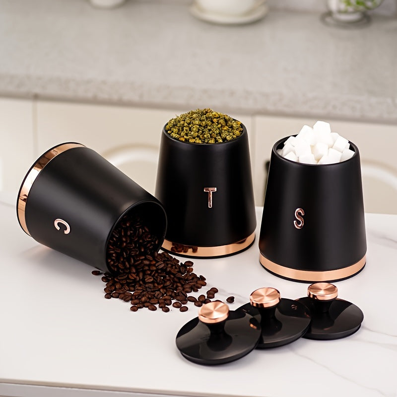 3pcs Té, Azúcar, Café, Cereales, Suministros de Cocina para el Hogar, Suministros de Almacenamiento, Equipos de Almacenamiento de Cocina, Almacenamiento de Alimentos, Dispensadores de Alimentos