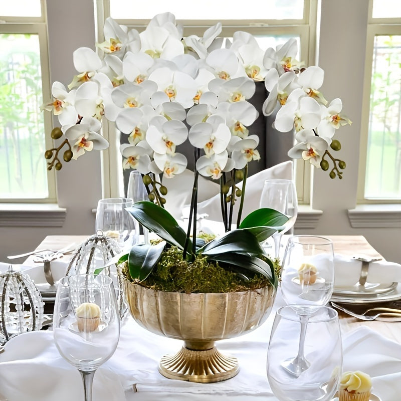 5 Piezas de Orquídeas Mariposa Blancas Elegantes Artificiales - Ideales para Hogar, Oficina, Bodas y Hoteles - Decoración para San Valentín, Día de la Madre y Aniversarios - Sin Contenedor Incluido - Decoración de Verano - Material Plástico - Para Mesas
