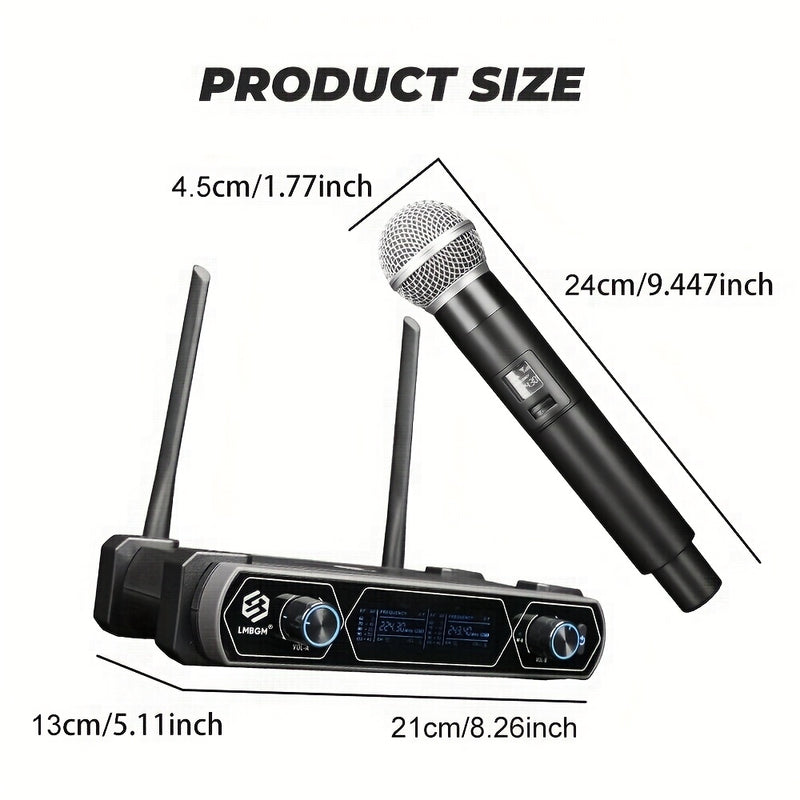 Sistema de Micrófono Inalámbrico Dual LMBGM con Voz HD, Rango de 30m, Transmisión Estable - Ideal para KTV, Karaoke Familiar y Actuaciones Escénicas, 110V-130V, Jack de 6.35mm, Equipo de Audio Portátil|Equipo de Audio Profesional|Transmisión de Audio Est