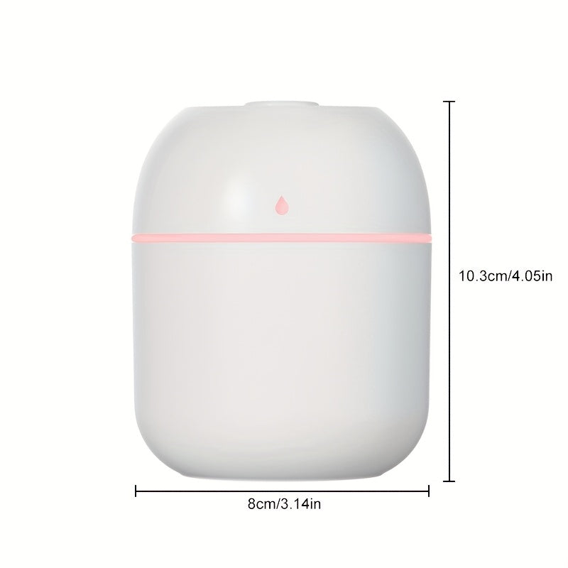 Mini Humidificador USB - Compacto y Personal con Funcionamiento por USB, Operación Silenciosa, Detalles en Blanco/Rosa - Ideal para Hogar, Oficina, Coche o Escritorio - Solución Esencial para Securares, Tos y Frío en Otoño e Invierno, Diseño Moderno y El