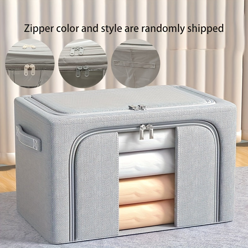 1pc Caja de Almacenamiento Plegable Sencilla, Bolsa con Cremallera de Gran Capacidad, Organizador Ligero Antipolvo para Armario, Caja Multifuncional para Ropa, Almacenamiento Debajo de la Cama